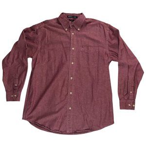 Devon & Jones Authentic Chambay Redish Long Sleeve Shirt, Size Large